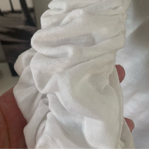 Free People We The Free long sleeved white tee shirt with ruched sleeves - Picture 9 of 9